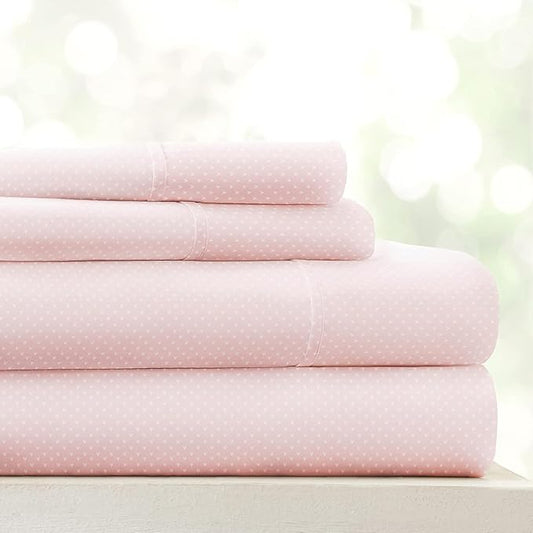 Linen Market Double-Brushed Patterned Microfiber Twin Sheet Set 3 Piece – Oeko-TEX Certified Ultra Soft & Wrinkle-Free - 16" Deep Pocket Sheets - Easy Care Twin Size - My Heart Pink