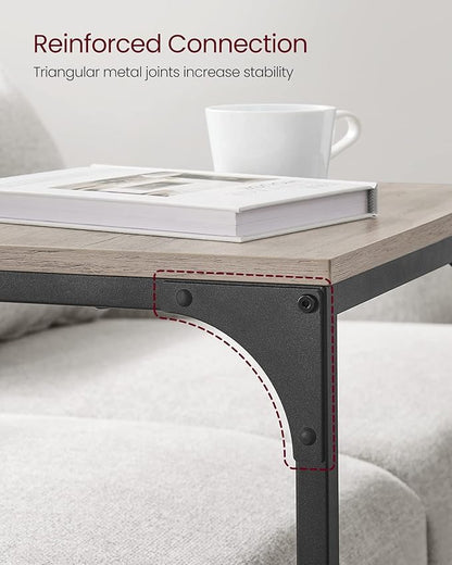 VASAGLE C-Shaped End Table Set of 2, Small Side Table for Couch, Sofa Table with Metal Frame for Living Room, Bedroom, Bedside, Greige and Black