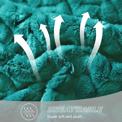 Exclusivo Mezcla Fleece Throw Blanket for Couch, 50x70 Inches Soft Cozy Jacquard Flannel Blankets, Lightweight Fuzzy Plush Warm Throws for Winter, Teal