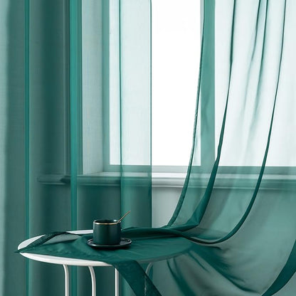 DUALIFE Hunter Green Curtains 108 Inches Long for Living Room 2 Panels Grommet Window Semi Sheer Extra Long Curtains for High Ceiling Bedroom Party Parties Backdrop 9 FT Floor Length Forest Green