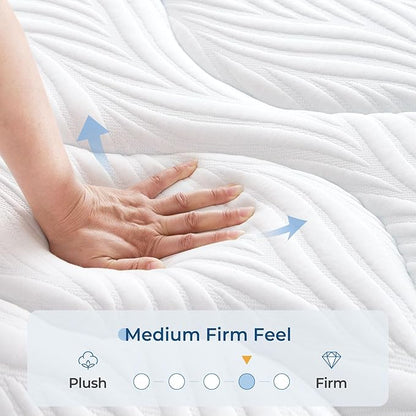 Vesgantti Queen Mattress, 10 Inch Hybrid Queen Size Mattress with Memory Foam and Individually Pocket Spring, Pressure Relief and Supportive, Medium Firm Feel, Mattress in a Box