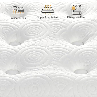 Vesgantti Twin XL Mattress, 12 Inch Hybrid XL Twin Mattress in a Box, Extra Long Pillow Top Twin Mattresses, Gel Memory Foam and Pocket Coils Innerspring Mattresses, Medium Firm Plush Feel