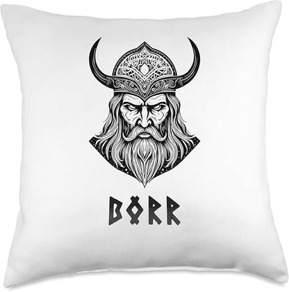 Nordic Vikings Legends Old Norse Mythology Gods Nordic Scandinavian Legends Old Norse Mythology Gods Borr Throw Pillow, 18x18, Multicolor