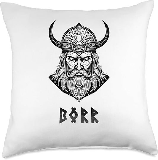 Nordic Vikings Legends Old Norse Mythology Gods Nordic Scandinavian Legends Old Norse Mythology Gods Borr Throw Pillow, 18x18, Multicolor