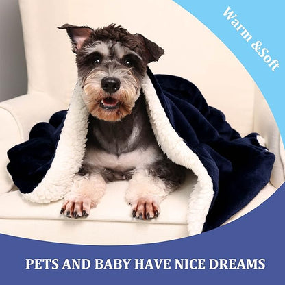 NANPIPER Baby Sherpa Blanket,Warm Toddler Throw Blanket,Soft Newborn Fleece Blanket for Winter (Navy Blue,30x40 inches)
