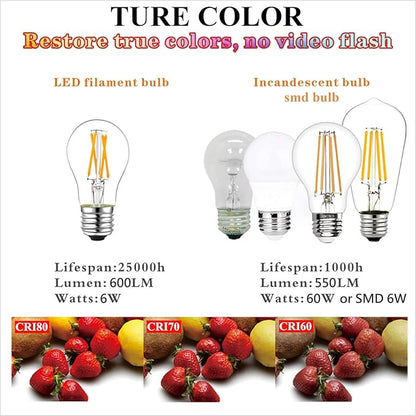 LiteHistory Dimmable E26 led Bulb 6W Equal 60 watt Vintage LED Edison Bulb AC120V 2700K A15 LED Bulb for Ceiling Fan Light Bulbs,Appliance Bulb and Refrigerator Light Bulb 600LM Clear Medium 6Pack
