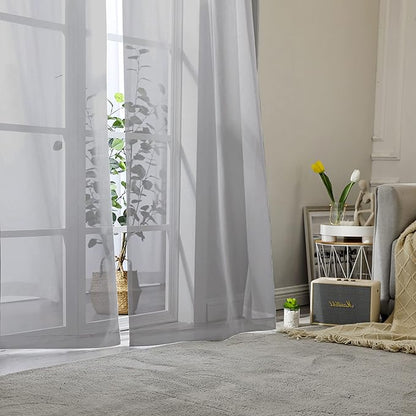 Aiyufeng Charcoal Grey Sheer Curtains, 84 inches Long, 2 Panels Sets, for Living Room/Bathroom/Basement, Rod Pocket, 2PCS, 40Wx84L