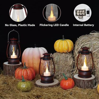 12Pcs Hand-Brushed Red Mini Lanterns for Vintage Christmas Table Decorations – 6Inch Small Candle Lanterns for Western Cowboy Camping Halloween Weddings Party Centerpiece & Hanging Ornaments