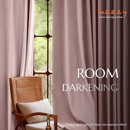Lazzzy Velvet Blackout Curtains Thermal Insulated Room Window Drapes Super Soft Luxury Curtains for Living Room Bedroom Rod Pocket 2 Panels, Dusty Pink, 52" W x 102" L