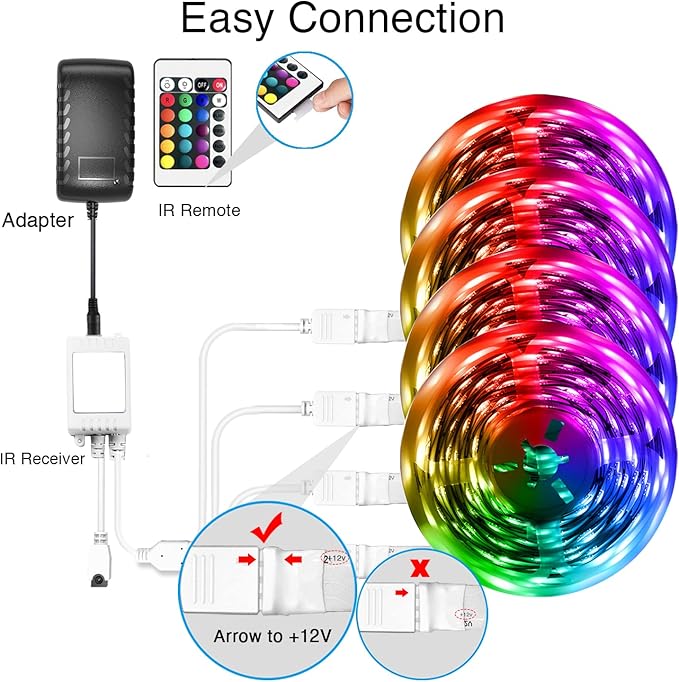 DAYBETTER Led Strip Lights Smart with App Control Remote, 5050 RGB for Bedroom, Music Sync Color Changing for Room Party 200 ft (4 Rolls of 50 ft)