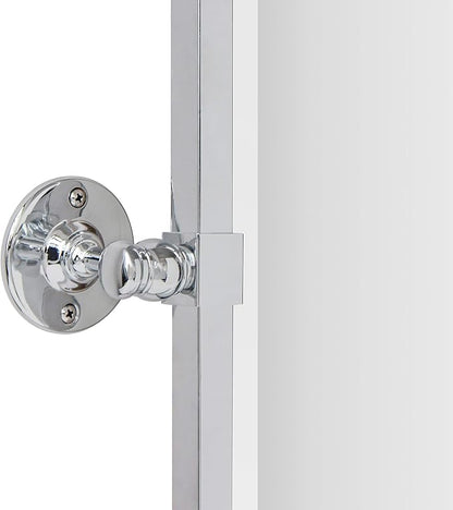 Polished Silver Metal Framed Pivot Rectangle Bathroom Mirror Tilting Beveled Vanity Mirrors for Wall, Overall 23.9 x 24 inches (Mirrror 20 x 24 inches)