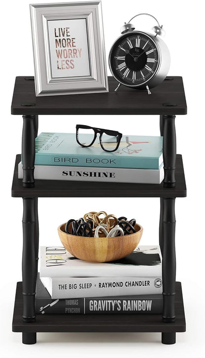 Furinno Turn-N-Tube Easy Assembly Multipurpose End Table / Side Table / Sofa Table / Nightstand, Classic Tubes, French Oak Grey/Black