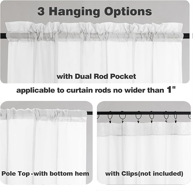Chyhomenyc White Sheer Curtains 96 Inches Long 2 Panels, Light Filtering White Curtains for Living Room, Soft Gentle Voile Rod Pocket Bedroom Window Drapes, 59Wx96L Inch, 2PCS