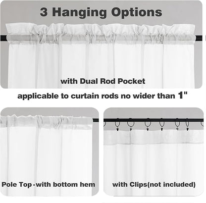 Chyhomenyc White Sheer Curtains 96 Inches Long 2 Panels, Light Filtering White Curtains for Living Room, Soft Gentle Voile Rod Pocket Bedroom Window Drapes, 59Wx96L Inch, 2PCS
