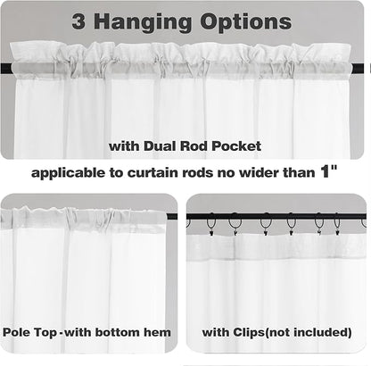 Chyhomenyc White Sheer Curtains 96 inches Long 2 Panels Set, Light Filtering Airy Solid Voile Window Treatment Drapes for Bedroom Living Room, Each 42Wx96L, 8FT Long, Set of 2, White