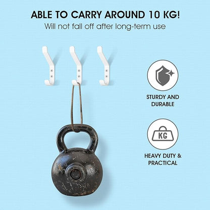 GlazieVault Coat Hooks for Wall – Door Hooks (10 Pack) - Heavy Duty Wall Mounted - Premium Design Rust Free Hooks