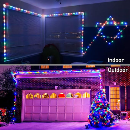 JMEXSUSS 2 Pack Christmas Lights Battery Operated Rope Lights Outdoor Waterproof Total 200LED 8 Modes Battery Powered String Lights with Remote for Car Trampoline Tree Christmas Decor (Multicolor)