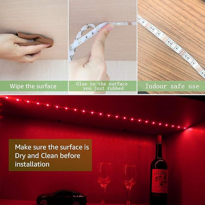 2m Battery Powered Led Strip Lights, LED Strip with 24 Keys Remote Control for Party and DIY Decoration, 2 Pack