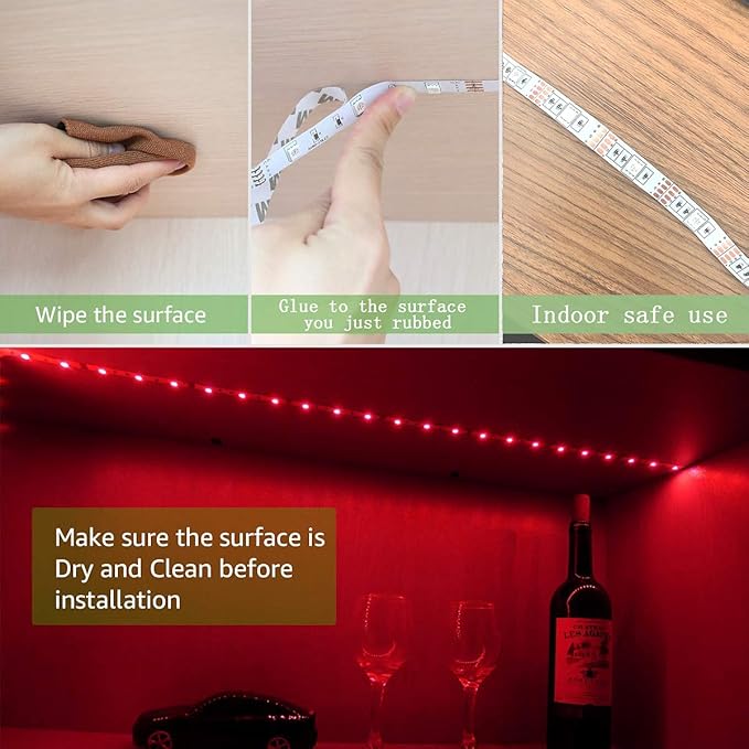 LED Strip with 24 Keys Remote Control, 2m Battery Powered Strip Lights for Party and DIY Decoration