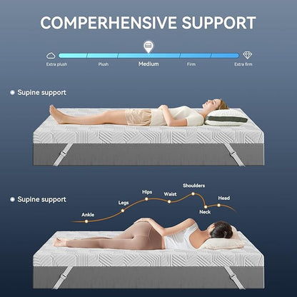 ELEMUSE 4 Inch Gel Memory Foam Mattress Topper Full Size Pressure-Relieving Mattress Topper for Back Pain,Non-Slip Design with Removable & Washable Cover, CertiPUR-US