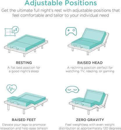 Best Choice Products Ergonomic Twin XL Size Adjustable Bed Frame, Electric Base w/Wireless Remote Control, Nightlight, Massager, 2 USB Ports
