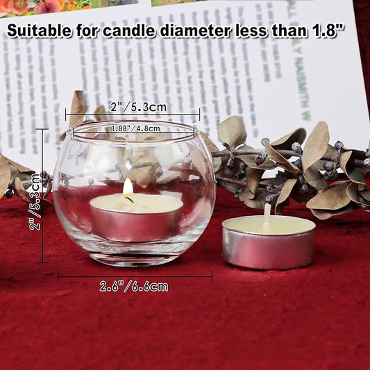 12pcs Clear Glass Tealight Candle Holder, Round Votive Candle Holders, Small Bowl Candle Holder Bulk for Wedding Table Centerpieces Home Decor