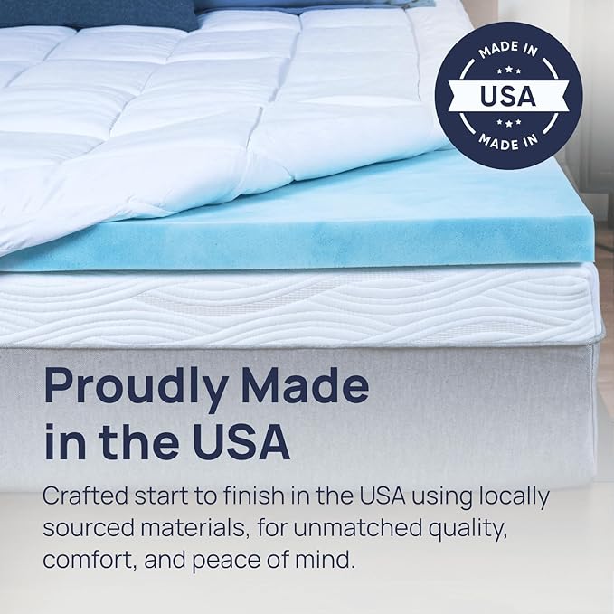 Sure2Sleep Gel Swirl Memory Foam Mattress Topper - 3 Inch, Pressure Relieving, Cooling Comfort - Made in The USA & CertiPUR-US Certified - Softens Firm Beds and Extends Mattress Life - Twin XL Size