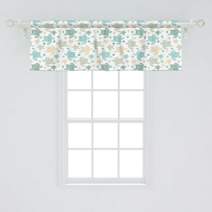 Ambesonne Turtles Window Valance, Illustration of Repeating Motifs of Animal Print in Assorted Tones, Curtain Valance for Kitchen Bedroom Decor with Rod Pocket, 42" x 18", Seafoam and Grey Yellow