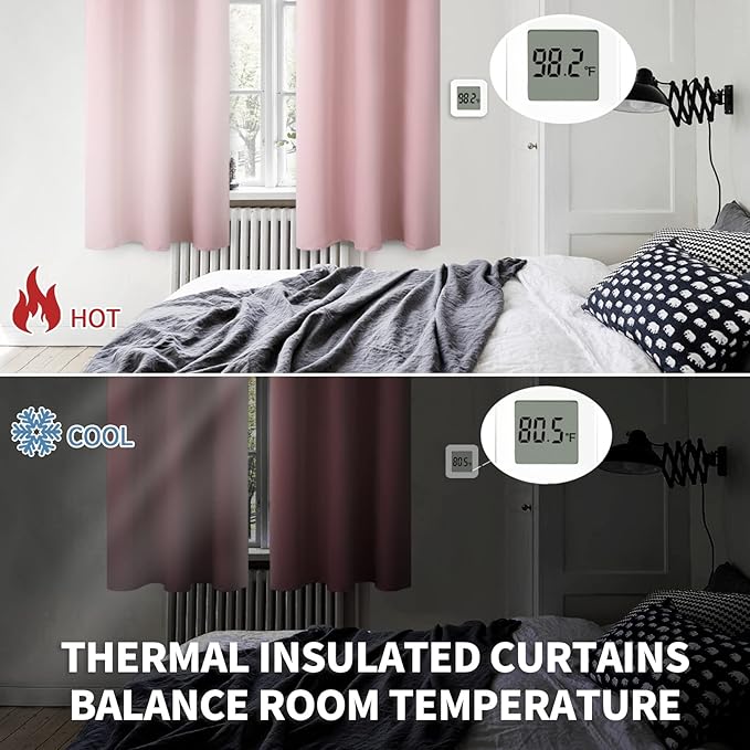 BGment Room Darkening Curtains 84 Inches Long - Grommet Thermal Insulated Drapes Window Treatment Curtains for Bedroom, 2 Panels, 52 x 84 Inch, Baby Pink