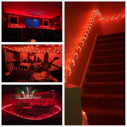 100Ft LED Rope Lights, LED Strip Lights Outdoor Waterproof Decorative Lighting for Indoor/Outdoor, Eaves, Backyards Garden, Halloween and Christmas Decorations(Christmas Red)