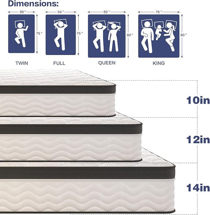 Mattress Twin Size,12 Inch Twin Mattress in a Box,Gel Memory Foam and Pocket Spring Hybrid Mattress,Ideal for All Sleep Positions,CertiPUR-US Certified,Deep Sleep-Medium Firm