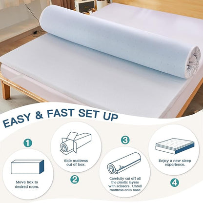 Airensky 4 Inch Memory Foam Mattress Topper, Cooling Gel Infused High Density Cal King (72"x84") Topper with Removable Washable Cover, Bed Topper for Pressure Relief Back Pain, CertiPUR-US Certified