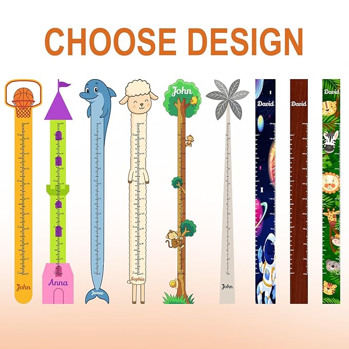 Personalized Growth Chart for Wall, Wooden Height Chart for Kids, Cute Height Measurement for Child/Girls/Boys, Baby and Toddler's Playroom/Kid's Room/Nursery Decor, Flamingo