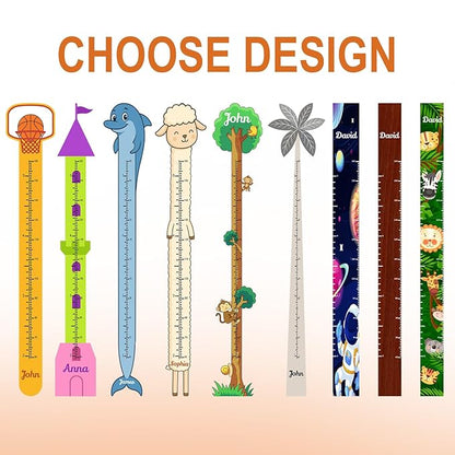 Personalized Growth Chart for Wall, Wooden Height Chart for Kids, Cute Height Measurement for Child/Girls/Boys, Baby and Toddler's Playroom/Kid's Room/Nursery Decor, Rocket
