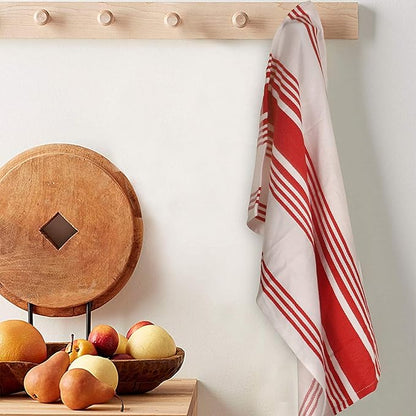 Urban Villa Kitchen Towels 100% Cotton Pack of 6, Highly Absorbent Quick Drying Super Soft Premium Dish Towels 20x30 Inch for Kitchen with Hanging Loop Hand & Tea Towels - Red/Blue/White