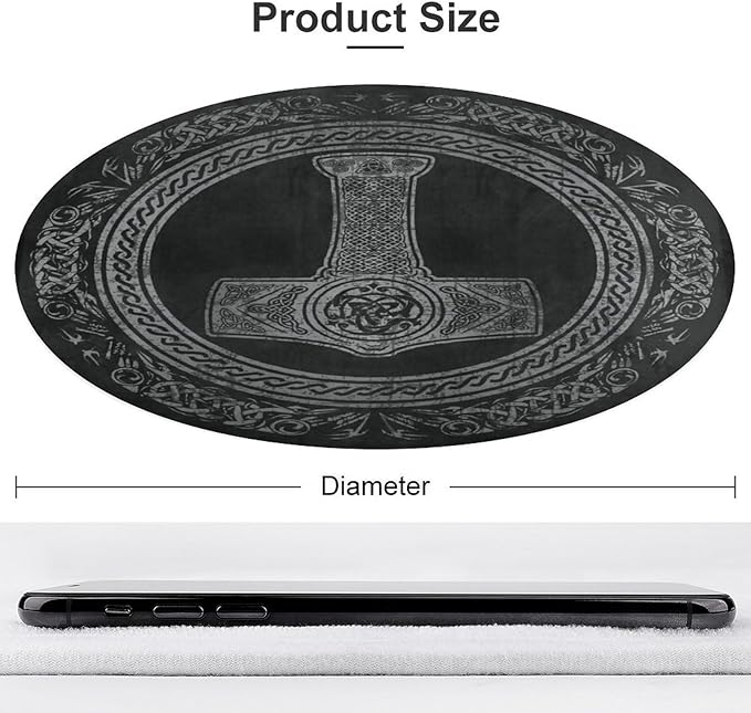 Norse Mythology Viking Thors Hammer Scandinavian Ultra Soft Non-Slip Area Rugs Indoor Coral Velvet Floor Mat Short Flannel Carpet for Living Room Bedroom Dining Room