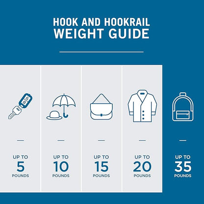Franklin Brass Heavy Duty (1-Pack) 27' Coat/Hat Rack Wall Mount Pure White 6 Hooks Mounted Hanging Rail for Clothes, Towels, Purses, Bags, Kitchen, Entry, Closet Organizer FBHDCH6-WSE-R