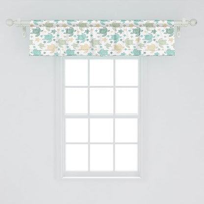 Ambesonne Turtles Window Valance Pack of 2, Illustration of Repeating Motifs of Animal Print in Assorted Tones, Rod Pocket Curtain Valances for Kitchen Bedroom, 42" X 12", Seafoam and Grey Yellow