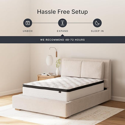 Ashley Chime Queen Mattress Hybrid 12 Inch Firm Memory Foam for Pressure Relief, Mattress In a Box with Cooling Gel, Fiberglass Free