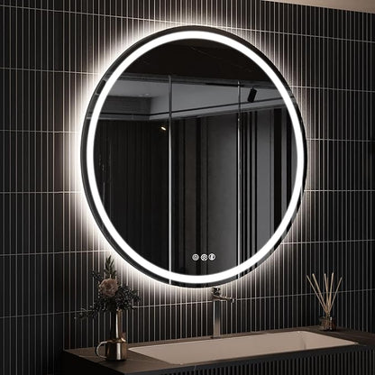 ROOMTEC 24 Inches LED Bathroom Mirror with Front and Backlit,Anti-Fog,3 Colors and Dimmable Light(ETL/UL Certification)