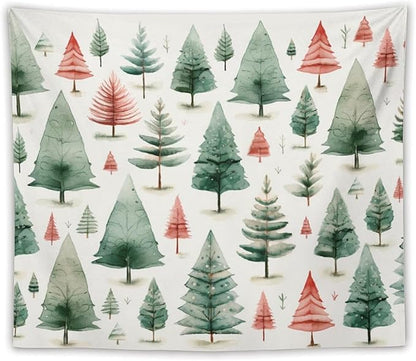 Tapastry's Wall Hanging Vintage Christmas Tree Watercolor Tapestry Xmas Rustic Winter Holiday Tapestries for Bedroom Aesthetic Wall Hanging Decor Home Decoration for Bedroom Living Room Dorm 50"x60"