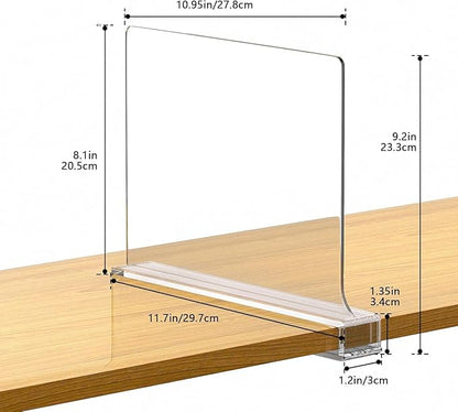 Aolloa 4 PCS Shelf Dividers for Closet Organization Acrylic Clear Closet Shelf Divider for Wooden Shelving Suitable for Wooden or Vertical Shelves Or Bedroom, Kitchen and Office