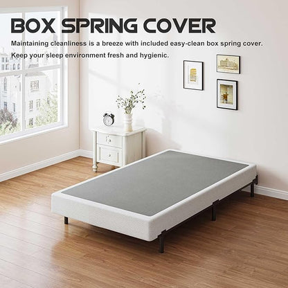 ZIYOO Twin XL Box Spring and Cover, 9 Inch High Profile BoXspring, Easy Assembly, Mattress Foundation, Heavy Duty Metal Steel Structure, Quiet Noise-Free Easy Assembly