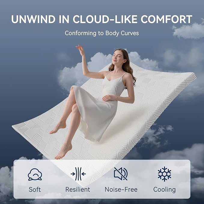 ELEMUSE 2 Inch Gel Memory Foam Mattress Topper Twin Size Pressure-Relieving Mattress Topper for Back Pain,Non-Slip Design with Removable & Washable Cover, CertiPUR-US