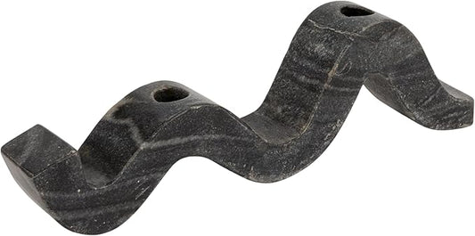 Bloomingville Marble Wave Double Taper Candle Holder, Black