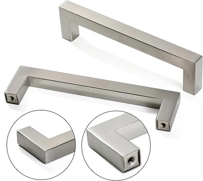 Cabinet Pulls Brushed Nickel Cabinet Handles Square Drawer Pulls, 40 Pack 5 Inch Stainless Steel Kitchen Door Cupboard Cabinet Handles, Cabinet Hardware Drawer Handles, 128mm Hole Centers