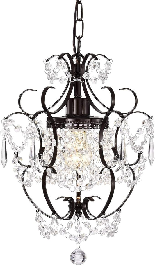 Bronze Chandelier Acrylic Crystals Chandeliers Small Vintage Chandelier 1 Light Antique Chandelier Light Fixtures for Bathroom Living Room Dining Room Kitchen Island