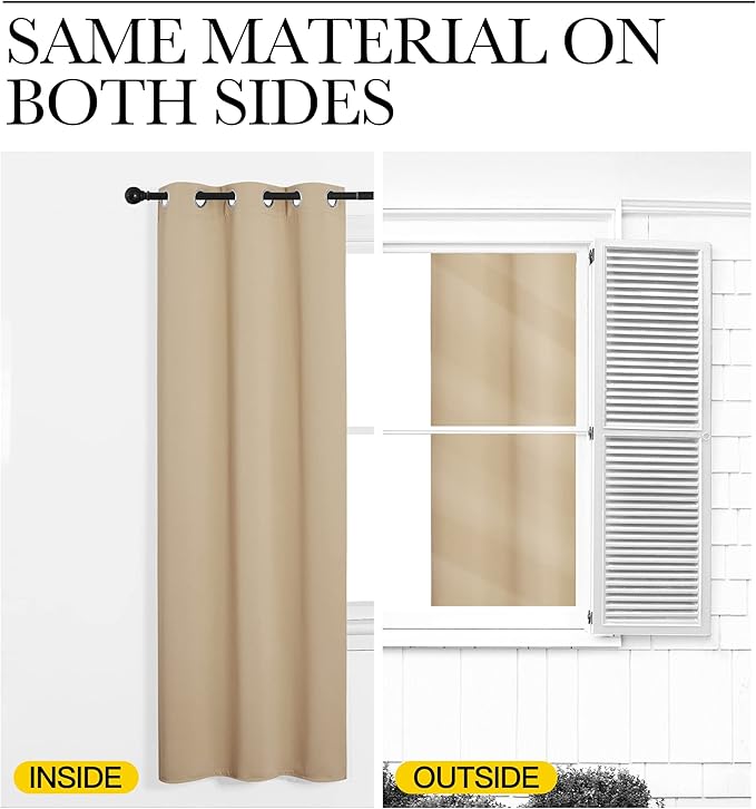 NICETOWN Room Darkening Draperies Window Curtain Panels, Thermal Insulated Grommet Room Darkening Curtains for Bedroom (Biscotti Beige, 2 Panels, W42 x L50 -inch)