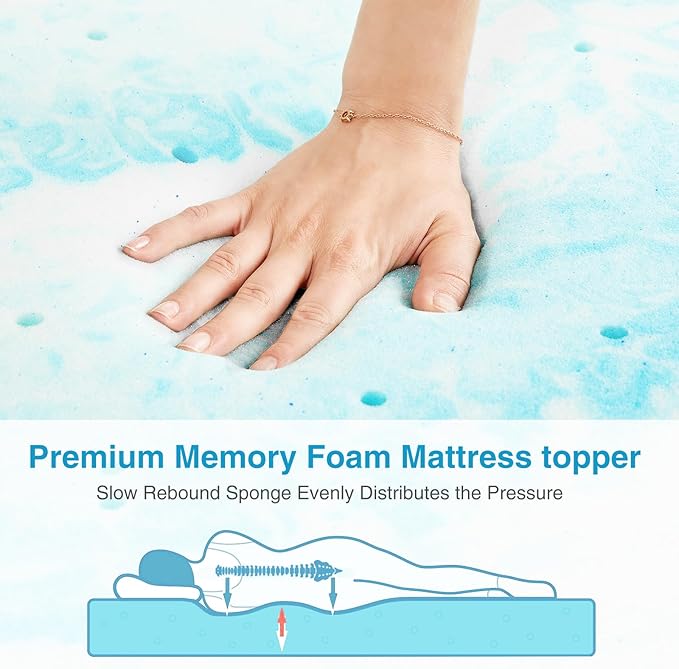 Mattress Topper, Twin XL Cooling Memory Foam Bed Toppers, 3 Inch Soft Mattress Pads for Sleeper Sofa, RV, Camper, CertiPUR-US Certified