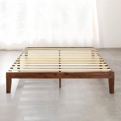 Mellow Naturalista Classic - 12 Inch Solid Wood Platform Bed with Wooden Slats, No Box Spring Needed, Easy Assembly, Queen, Espresso